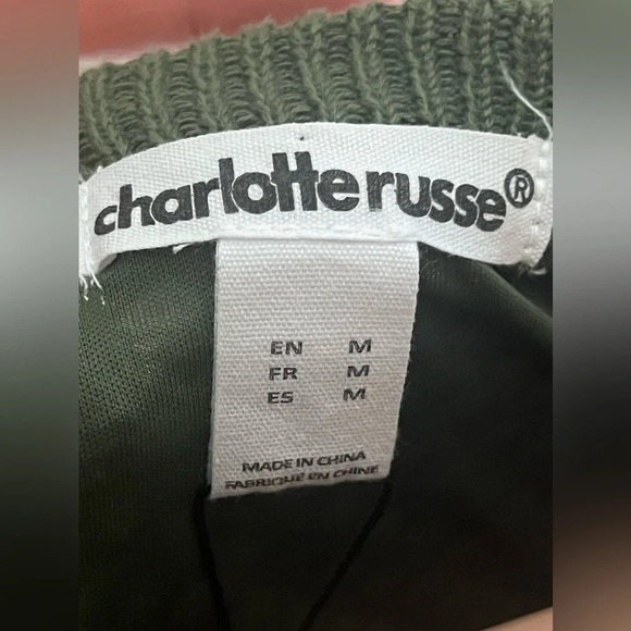 Charlotte Russe NWT Women’s Knit Mesh Olive Green Mini Dress Sleeveless Size M - Picture 4 of 9